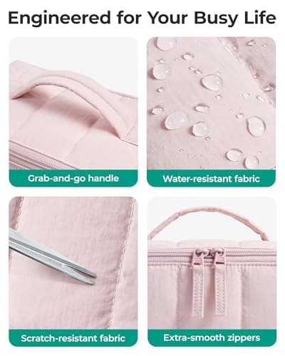 BAGSMART Travel Makeup Cosmetic Bag for Women, Flat Lay, with Clear Pocket — view 5