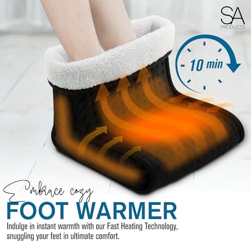 SA Products Electric Foot Warmer, Foot Warmer with 6 Heat Settings | Fast Heating Feet Warmers, Soft Foot Mat Heat Pad | Electric Heat Pad for Relaxing Therapy | Foot Warmers for Christmas (Black) — view 6