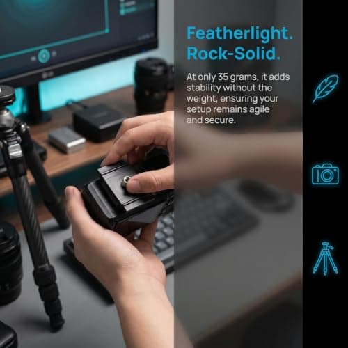 FUNNETOYU Camera Tripod Quick Release Plate with Alloy and Plastic Construction, Portable Mounting Adapter for Dslr Cameras and Projectors, for Video Shooting, Black, 2.1x1.7 Inch — view 3