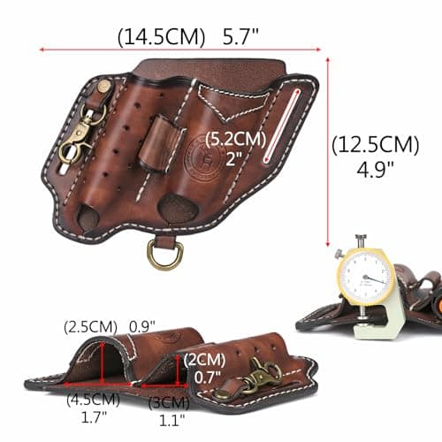 TOURBON Multitool Sheath for Belt Leather EDC Pocket Organiser with Key Holder Flashlight Holster — view 2