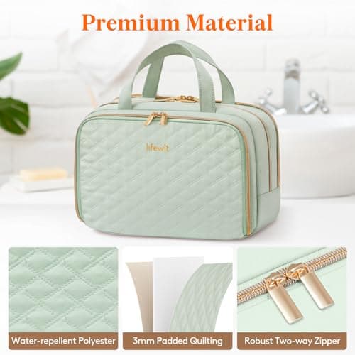 Lifewit Toiletry Bag for Women, Travel Wash Bag, Mint, Large — view 6