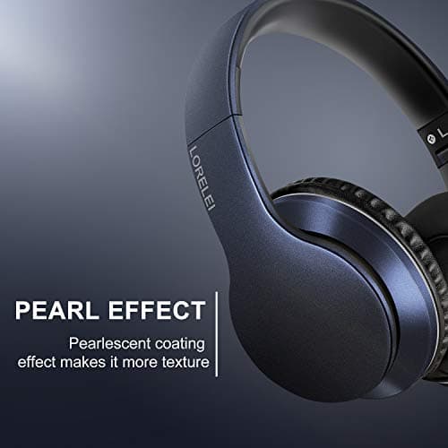 LORELEI X6 Over-Ear Headphones With Microphone, Lightweight Foldable & Portable Stereo Bass With 1.45M No-Tangle, Wired for Smartphone Tablet MP3/4 (Dark Blue) — view 2