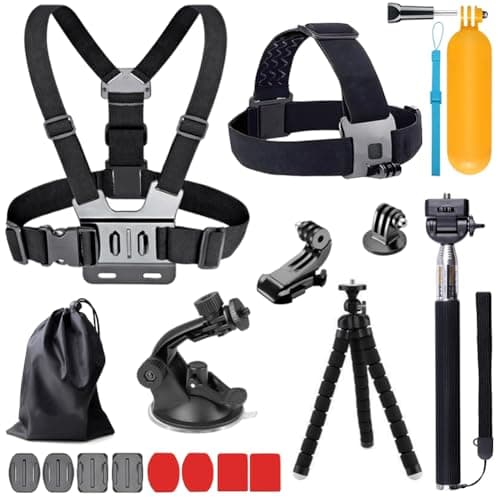 YEHOLDING 13 in 1 Accessories for Gopro,Action Camera Accessory Kit Compatible with GoPro Hero 13 12 11 10 9 8 Max 7 6 5 Black SJ4000 and Other Camera