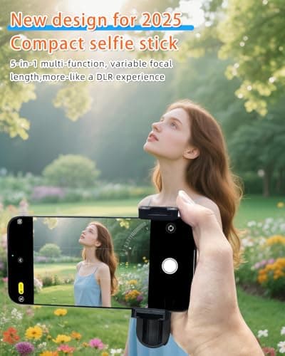 CloudValley PocketFlex Mini Tripod with Zoom Control, 3-in-1 Pocket Size Phone Holder Selfie Stick, Clamp Mount, Bluetooth Remote for iPhone/Android Vlog & Photo — view 3