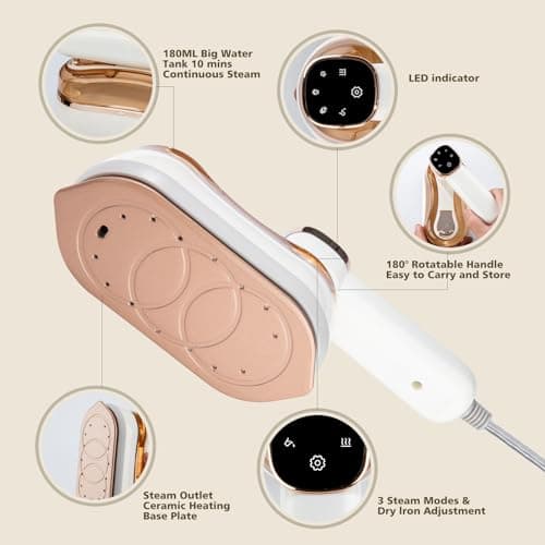 clothes steamer handheld travel garment steamer handheld 1200w steam iron clothes Foldable and Portable, Ideal for Home, Travel and Office, Quick at Removing Wrinkles — view 2