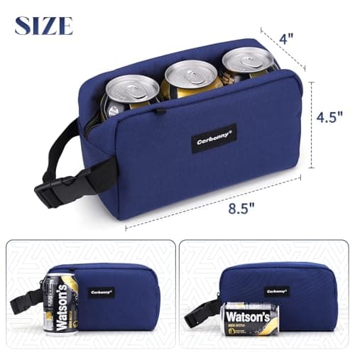 Cerbonny Small Cooler Bag, Freezable Lunch Bag with Ice Packs, Navy Blue — view 3