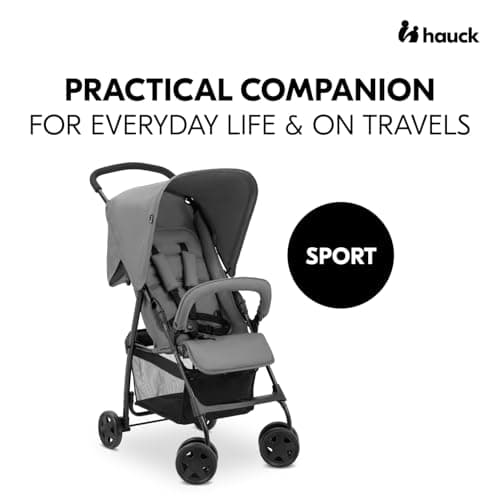 hauck Sport, Grey - Super Lightweight Travel Pushchair with Raincover (only 5.9 kg) Compact & Foldable, Fully Reclining, XL Storage Basket, from Birth up to 15 kg — view 2