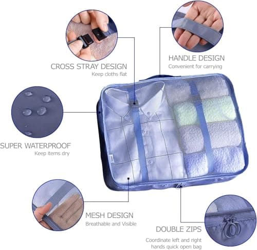 Porslin 8 Pack Packing Cubes for Travel Storage Bags and Packing Bags for Travel, Luggage Storage Set with Mesh Storage Bag for Travel Clothes — view 5