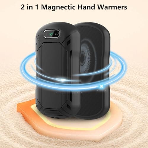 Hand Warmers Rechargeable 2 Pack, 6000mAh Portable Electric Pocket Hand Warmer Ultra-Thin Reusable Handwarmers with 3 Heat Levels for Outdoor/Indoor Winter Sports Gifts for Men, Women,Black — view 2
