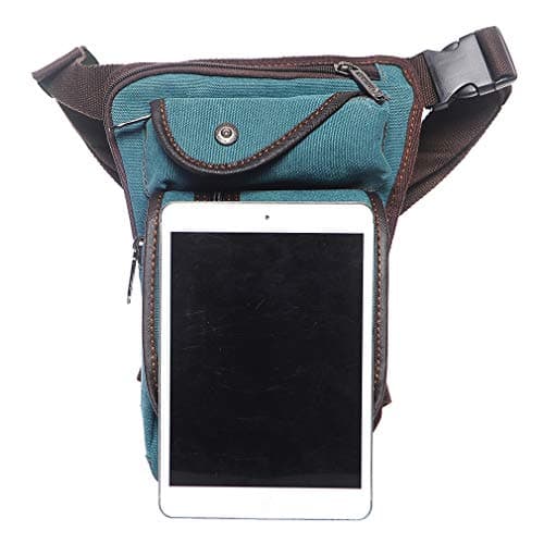 Xieben Canvas Drop Leg Bag for Men Women Waist Belt Tactical Military Pouch Motorcycle Riding Cycling Travel Tactical Outdoors Sports Bum Fanny Pack Green — view 3