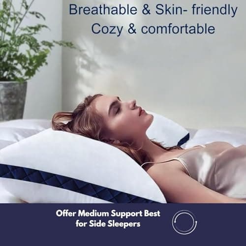 Pillows 6 Pack Hotel Quality Side Sleeper Bounce Back Bed Pillow - White Pillows 6 Pack Neck Pillow Shoulder Back Support Super Soft Firm Machine Washable Hypoallergenic (6, Hotel Pillow) — view 4