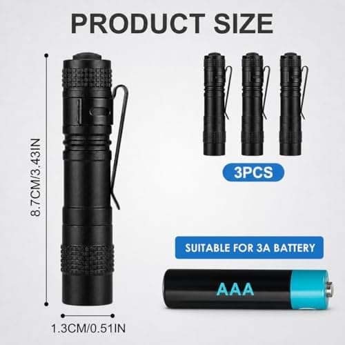 3-Pack Mini Pocket LED Torch, Super Bright Waterproof Flashlight — view 5