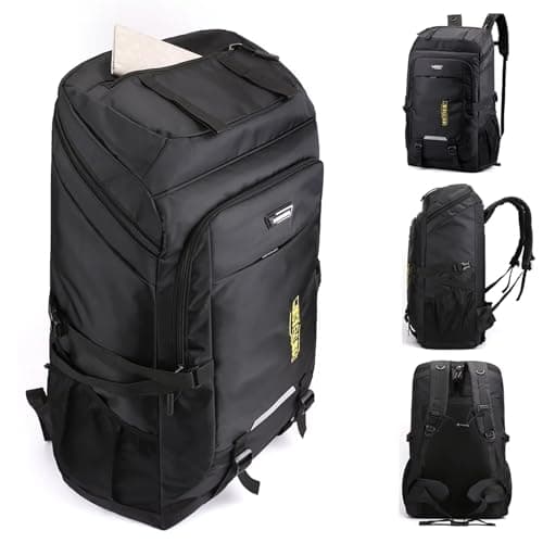 Ezmina 80L Hiking Backpack Waterproof Camping Backpack Trekking Bag Black Hiking Daypack Travelling Backpack for Men and Women Large Rucksack for Touring Climbing Outdoor Sport — view 2