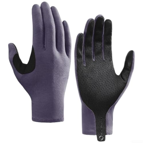 Merino Wool Running Gloves Men Anti-Slip Silicone Palm(purple M)