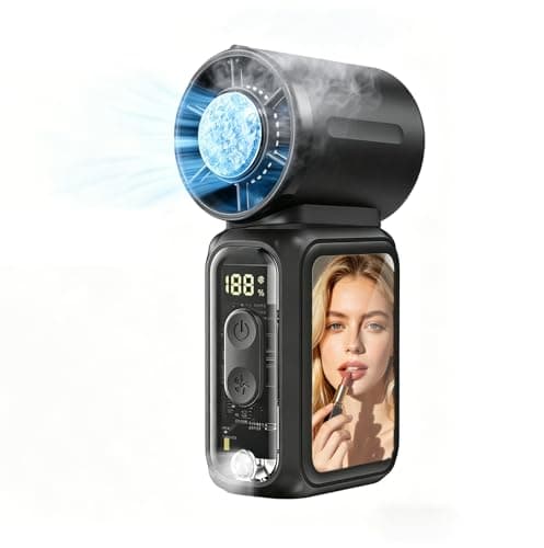 Portable Handheld Fan with Ice Cooling Plate and Flashlight, Personal Mini Turbo Fan Rechargeable, 18000 RPM 199 Speeds, Pocket AC Fans Blow Cold Air Summer Essentials for Outdoor Beach Travel Makeup