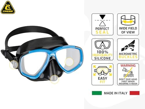 Cressi Perla Separate Glass Mask & Snorkel Set for Adults - Low-Volume Diving Mask - Dry-Top Snorkel Set - For Diving & Snorkelling - Black / Black - Single Perla Mask — view 2