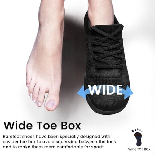 Raoendis Wide Barefoot Shoes for Women Zero Drop Trainers, Wide Toe Box Sneakers Minimalist Running Shoes Comfortable Lightweight Black Size 8.5 — view 3