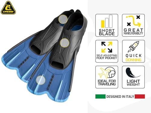 CRESSI Agua Short Fins Black 7/8 (41/42 EU) - Self Adjusting Short Fins for Diving, Apnea, Snorkeling and Swimming, Black, 7/8 (41/42 EU) — view 2
