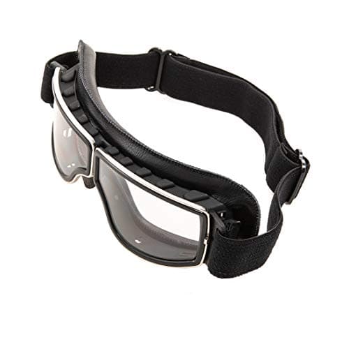 Evomosa Motorcycle Goggles PU Leather Windproof Sunglasses Sports Glasses Retro Bike Glasses for ATV Motocross (Black) — view 3