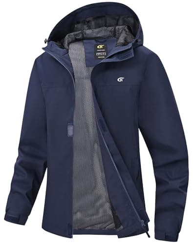 Huayuzh Womens Waterproof Jacket Rain Coats Lightweight Navy Blue M — view 3