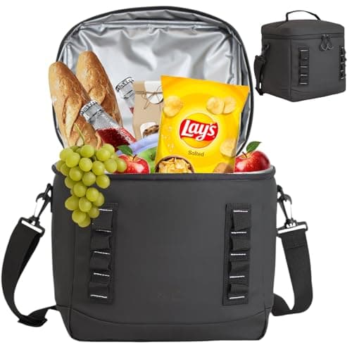 Bordlite 15L Insulated Cooler Bag Black – Leakproof Large Lunch Bag with Waterproof Lining, Thermal Insulation, Adjustable Shoulder Strap, Picnic Travel Cooler for Food & Drinks