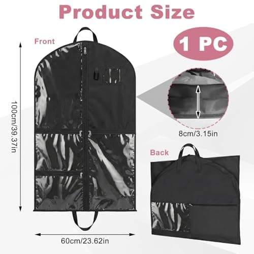 Dance Costume Bag, Foldable Garment Bag with Hanging Dress Storage, Waterproof Clothes Cover with 3 Zipper Pockets and ID Slot for Kids, Women and Travel Competitions, Oxford Cloth — view 2