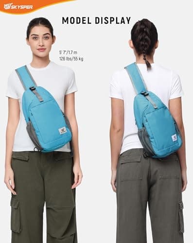 SKYSPER Sling Bag RFID Cross Body Bag Recycled Crossbody Backpack Travel Daypack(Teal) — view 6