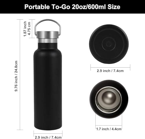 Train like A Champion No Limits Fitness Club Black Stainless Steel Water Bottle Vacuum Insulated Double Wall Travel Bottle Black — view 3