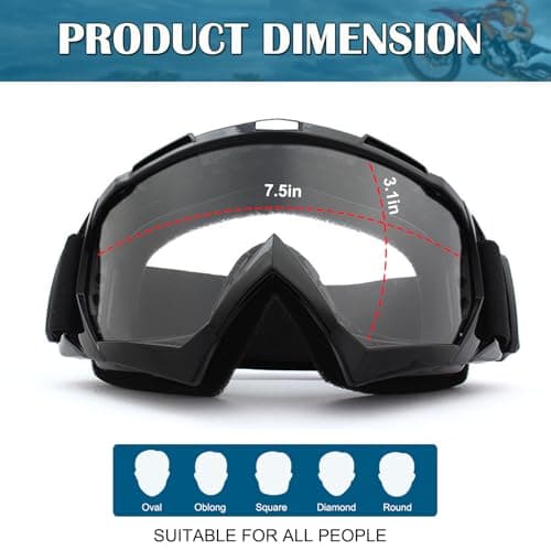 XITUADDA Dirt Bike Goggles with Neck Gaiter for Men Women Youth, Motorcycle Riding Motocross ATV Ski Goggles — view 2