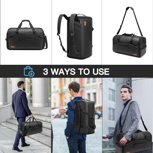Garment Duffle Bags for Travel,Moulyan Convertible Carry on Garment Bag with Shoe Compartment,3 in 1 Waterproof Travel Suit Bag with Shoulder Strap for Men Women — view 4