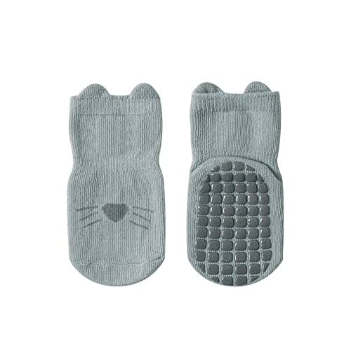 FedMois 5 Pairs Baby Kids Anti-slip Socks Cotton non skid Ankle Socks Animals, Multicolor, 1-3 Years — view 6