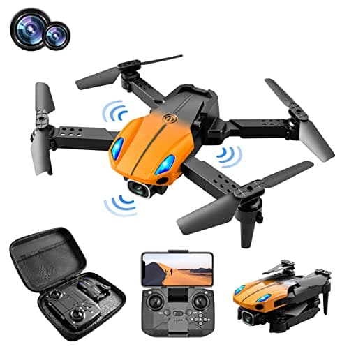Tinker Crate Avoidance Foldable Toy Helicopter Airplane Quadcopter KY907 Camera PRO Mini RC Obstacle FPV Drone WIFI 4K Helicopter Servos (Orange, One Size)