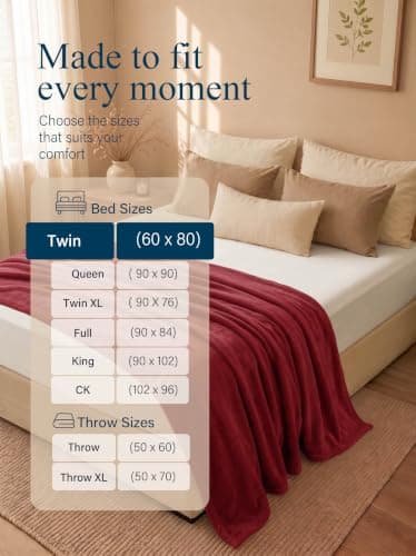Utopia Bedding Ultra Soft Fleece Double Blanket (150x200cm- Burgundy) — view 3