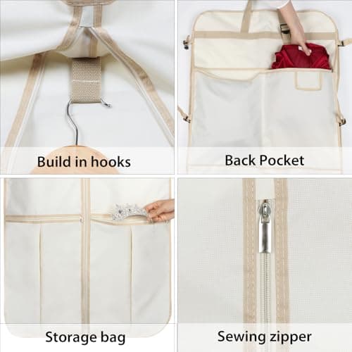 Univivi Wedding Dress Bag,72 Inch Dress Bags Covers,Beige — view 5