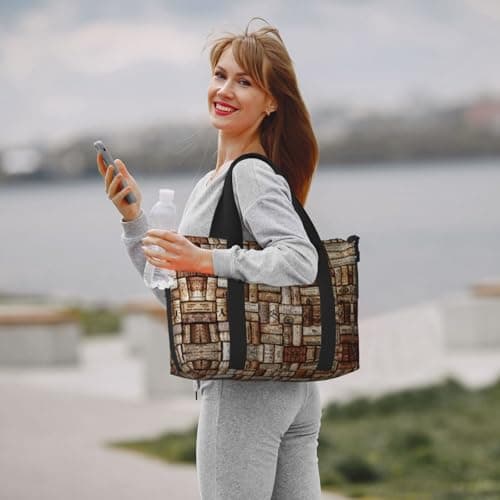 Wine Cork Travel Duffel Bag Carry On Tote Bags For Men,Weekender Overnight Bag,Sports Tote Gym Bag, Black, One Size — view 5