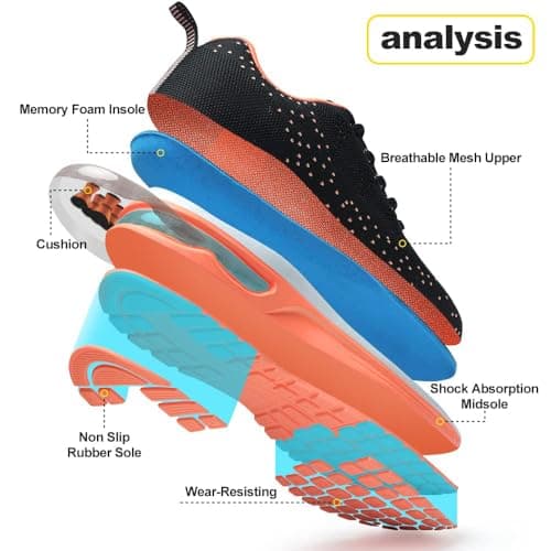 FLARUT Women Trainers Athletic Running Shoes Breathable Sport Walking Sneakers Lightweight Tennis Shoes(Orange,36) — view 3