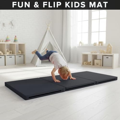 Exercise Mat – Tri-Fold PU Leather Yoga, Pilates & Gymnastics Mat, 6cm Thick Cushioned, Non-Slip, Foldable Home Gym Fitness Mat for Kids, Adults & Family Workouts (Black) — view 6