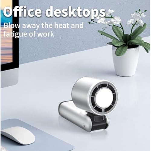 Portable Handheld Turbo Fan with Ice Cooler, Foldable Mini USB Fan with LED Display, 100-Speed Cooling Fans for Travel, Office, Camping, Home Use, Powerful Rechargeable Fans for Men & Women (White) — view 2
