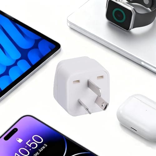 Flomiara 2 Pack UK to Australia Plug Adapter, New Zealand Plug Adaptor, UK to China AU Plug Adapter, Grounded Travel Adapter for Australia New Zealand China Fiji Argentina and More, White (Type I) — view 4