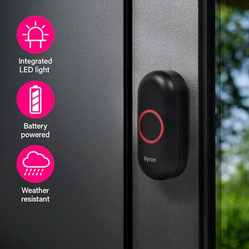 Byron Wireless Portable Doorbell Set – 150 m Range – 16 Melodies – DBY-22351BS — view 5