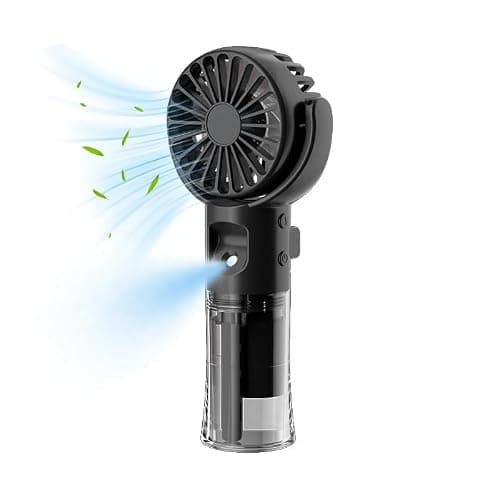 dididudi Misting Fan Mini Handheld Fans with Lanyard USB Rechargeable Portable Fans Pocket-Size Cooling Desk Rotating Fan for Travel Kids Women Summer Gift for School Office Outdoor Camping (Black) — view 2