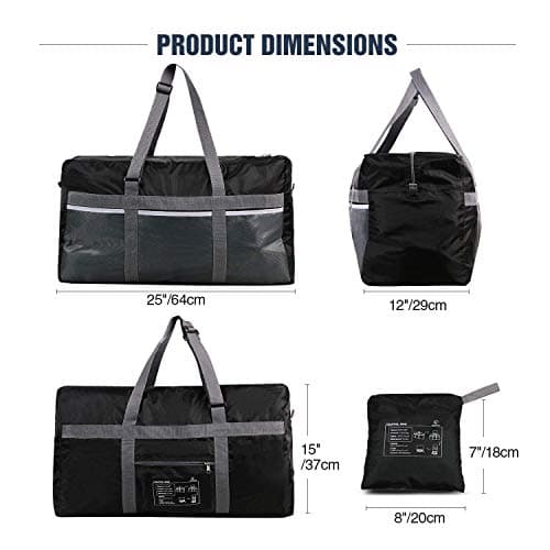 REDCAMP 75L Foldable Travel Duffel Bag, Lightweight Waterproof, Black — view 6
