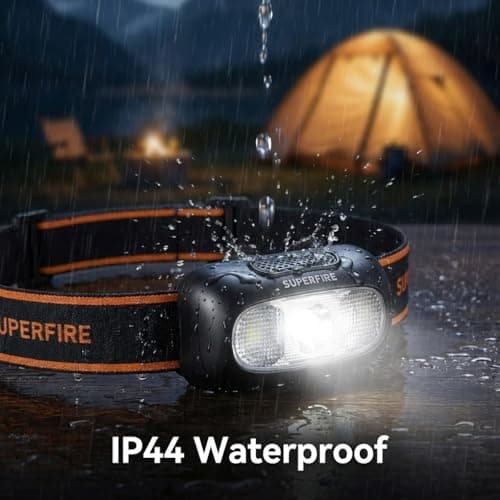 SuperFire 2 Pack Head Torch Rechargeable, 2000 Lumens Waterproof Lightweight Headlamps, 6 Lighting Modes with Long Runtime, Hands-Free LED for Camping, Hiking, Cycling, Fishing — view 5