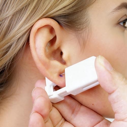 FJDRSIG 2 Pcs Disposable Ear Piercing Kit, Painless Self Ear Piercing Gun Kit, Portable Self Ears Piercings, Safety Ears Piercings Gun Tool,for Girls Boys Women Men Lobe Cartilage Helix(White) — view 6