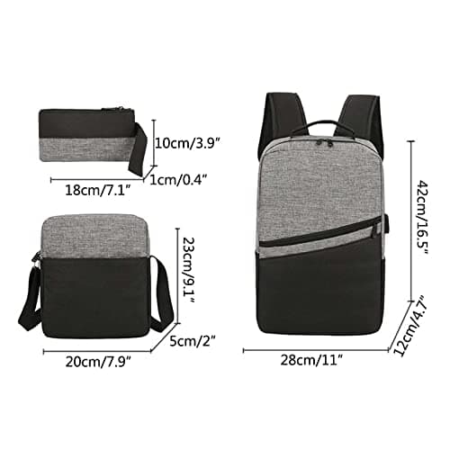 Men Women Backpack Color Matching 3 Piece Computer Business Bag Casual,Color-matched 3-piece set | Padded laptop compartment | Durable fabric | Versatile casual & business use — view 5