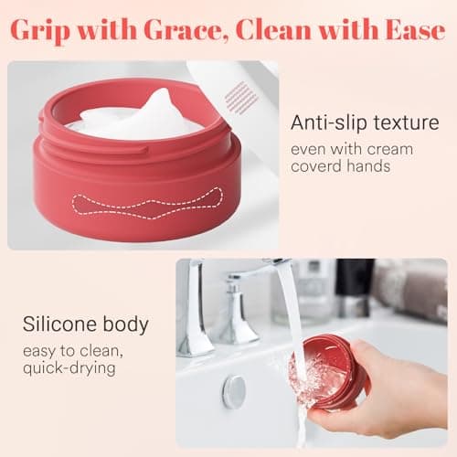 Euqvunn Travel Pots for Toiletries, Travel Containers TSA Approved Travel Tubs 40ml, Silicone Leak-proof Travel Cosmetic Containers with PP Lids for Cosmetic Face Body Hand Cream (Light Pink) — view 6