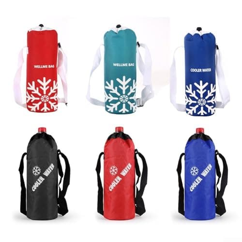 Insulated Bottle Carrier for Water Bottles and, Crossbody Cooler Bag with Shoulder Strap, Portable Thermal Sleeve for Hiking Picnic Travel, Red Black Blue(New light blue) — view 2