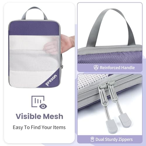 Prezon Versatile 6-Set Compression Hollow Packing Cubes, Full Open Visible Design, Space-Saving and Lightweight, Customized Cationic Material, Portable and Durable Luggage Organizer, Indigo — view 3
