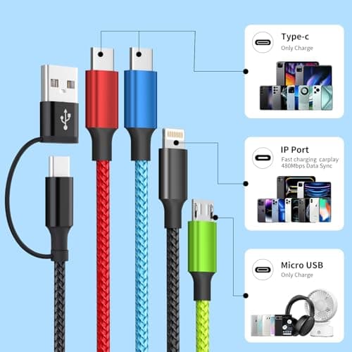 Firsting Travel 4 in 2 Multi Charging Cable, Dual Type-C, 1Pack 5FT — view 2