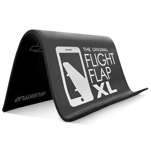 Flight Flap Airplane Tablet Holder, Flexible Cell Phone and Tablet Holder Extra Large 12x7”, Folding Cellphone Stand for Desk, Kindle, Bed, Airplane Gadgets Long Travel Essentials (Black) — view 4